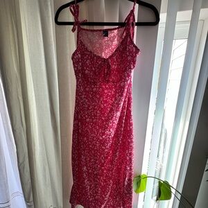 Pink Floral Midi Dress